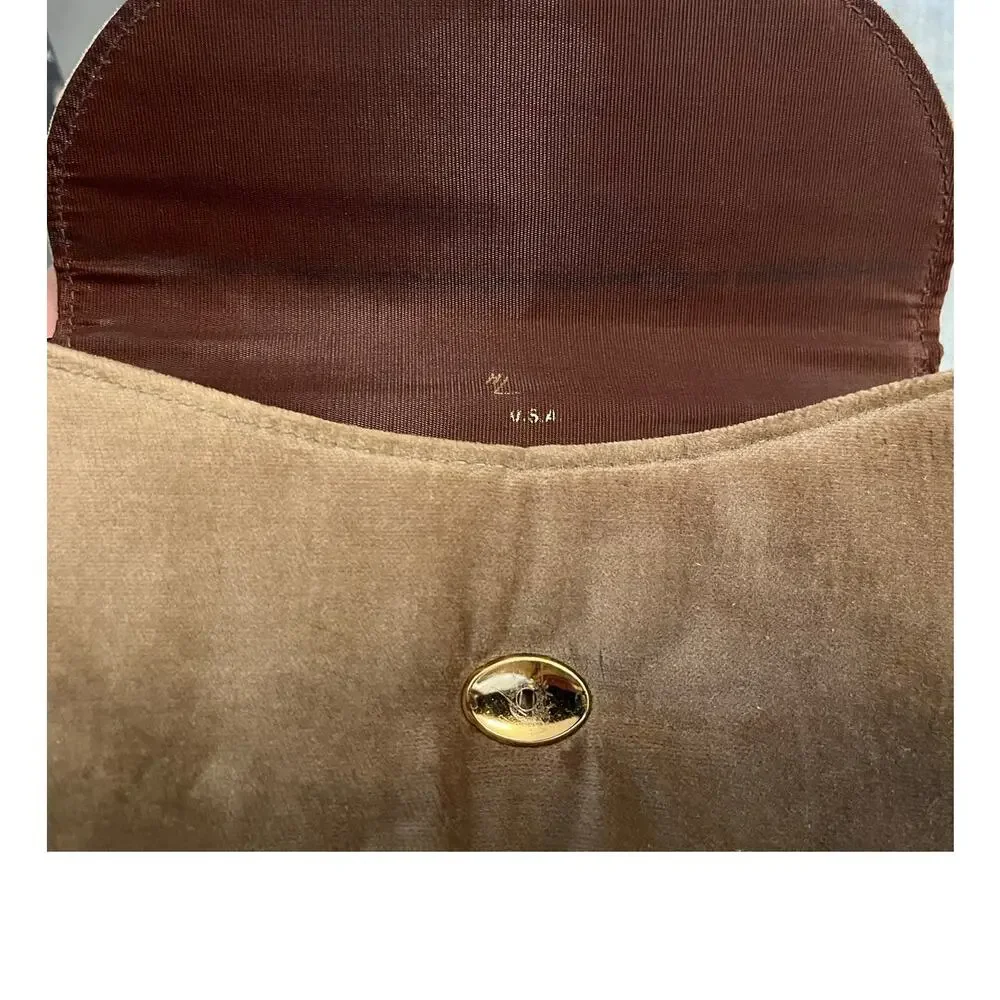 Vintage 1960s HL Harry Levine Small Brown Velvet Handbag Clutch